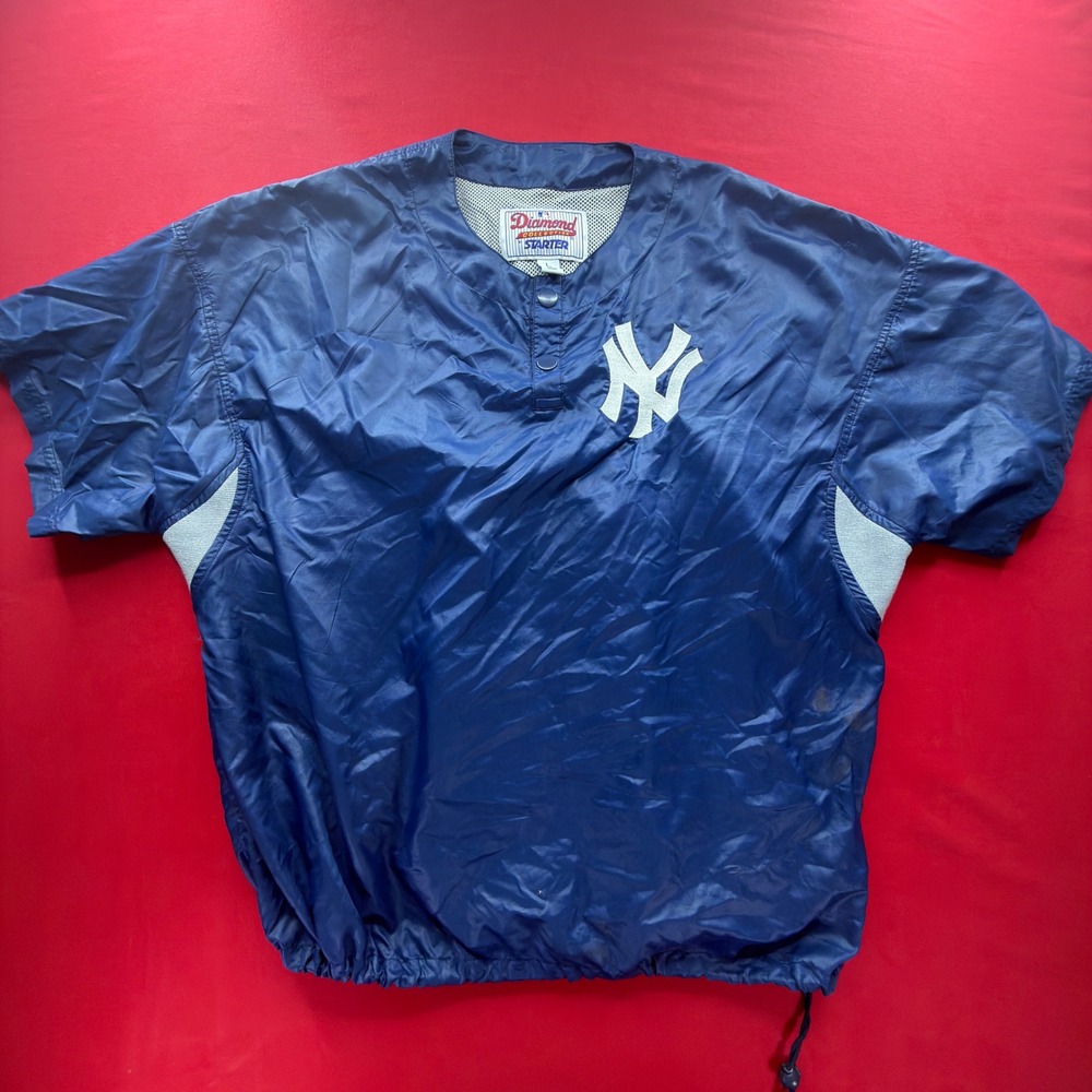 Vintage Starter New York Yankees Windshirt Navy Blue MLB Diamond Collection L